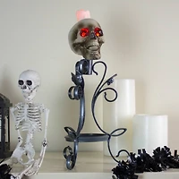 16.25" Gothic Flameless Skull Halloween Candle Holder