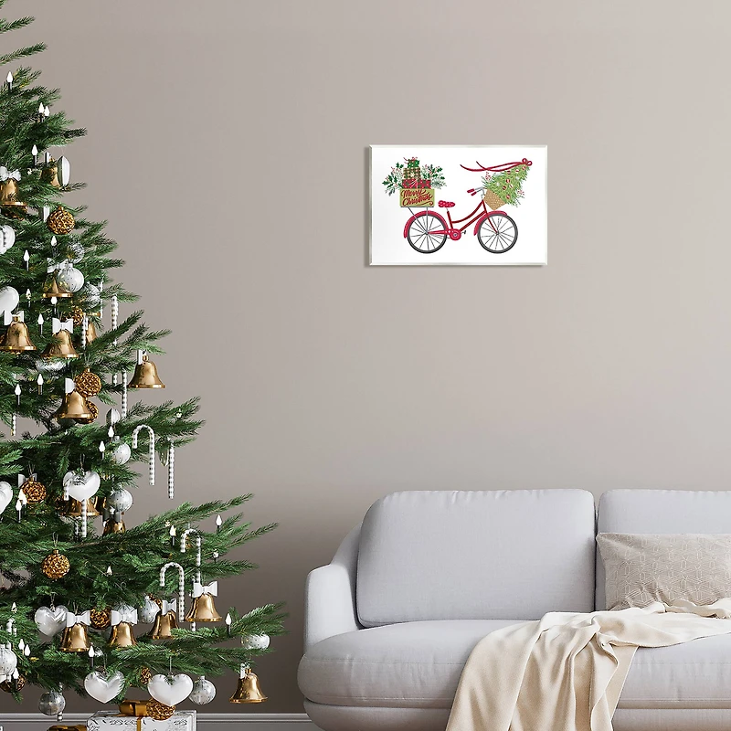 Stupell Industries Merry Christmas Seasonal Bicycle Wall Plaque Art