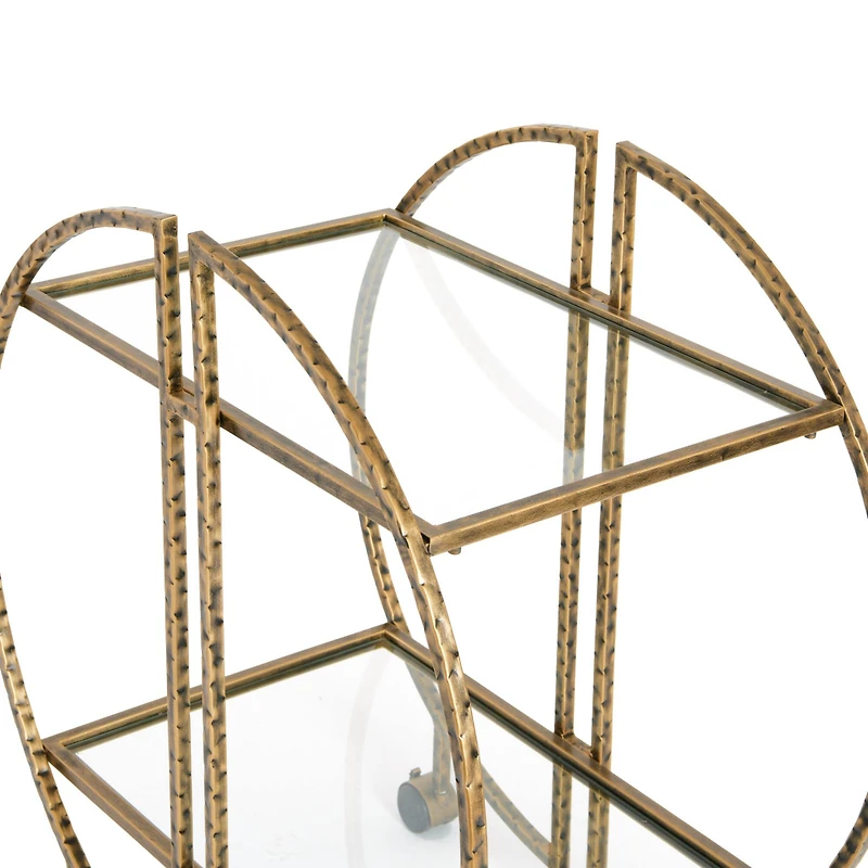 Hello Honey® Modern Hammered Brass Round Bar Cart
