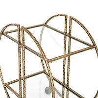 Hello Honey® Modern Hammered Brass Round Bar Cart