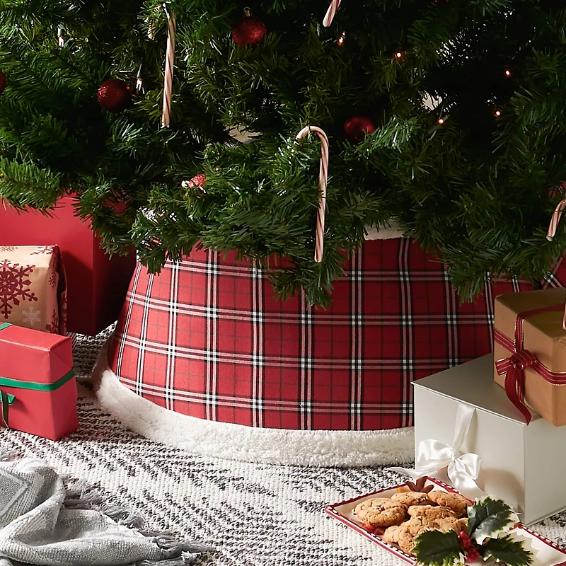 DII® Red Plaid Holiday Tree Collar