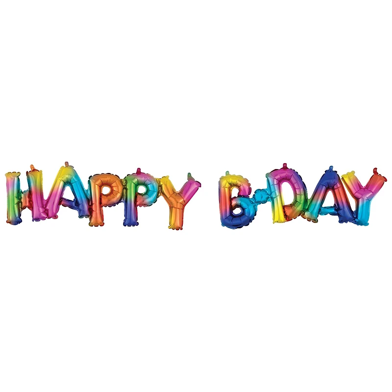 Rainbow Happy B-Day Foil Balloons
