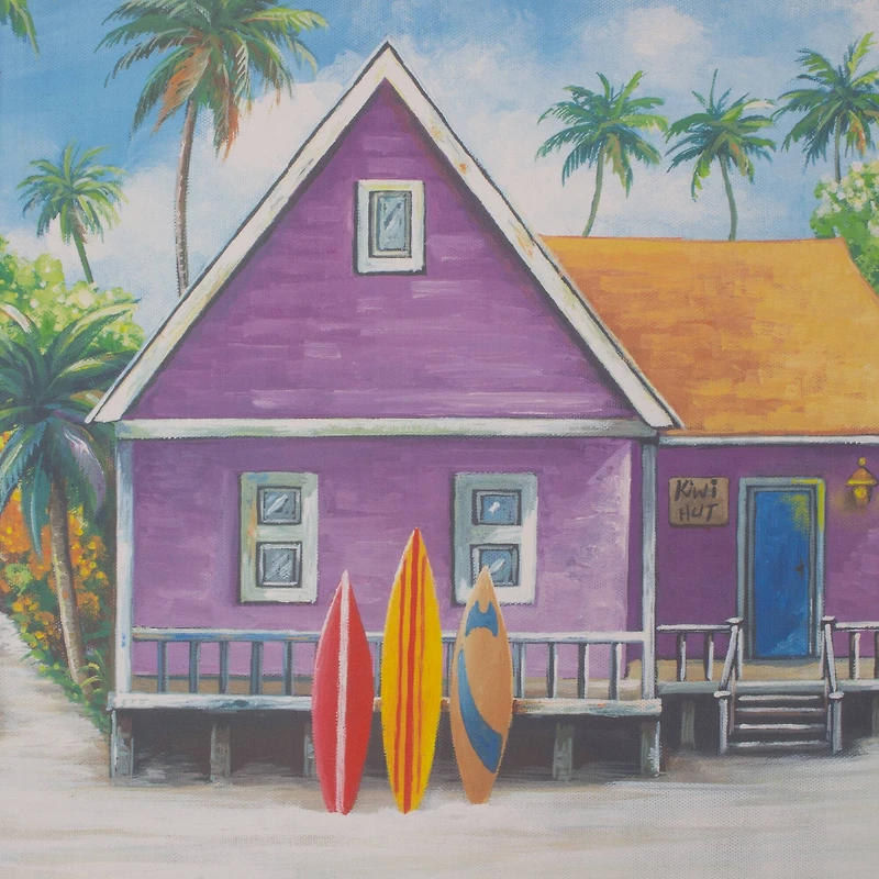 Coastal Cabins Crop Outdoor Canvas Art Print - 16"x48"