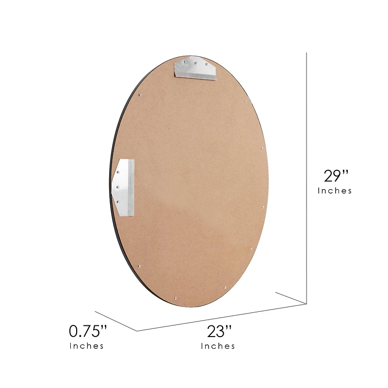 Classic Black Oval Metal Framed Beveled Vanity Wall Mirror - 23" x 29"