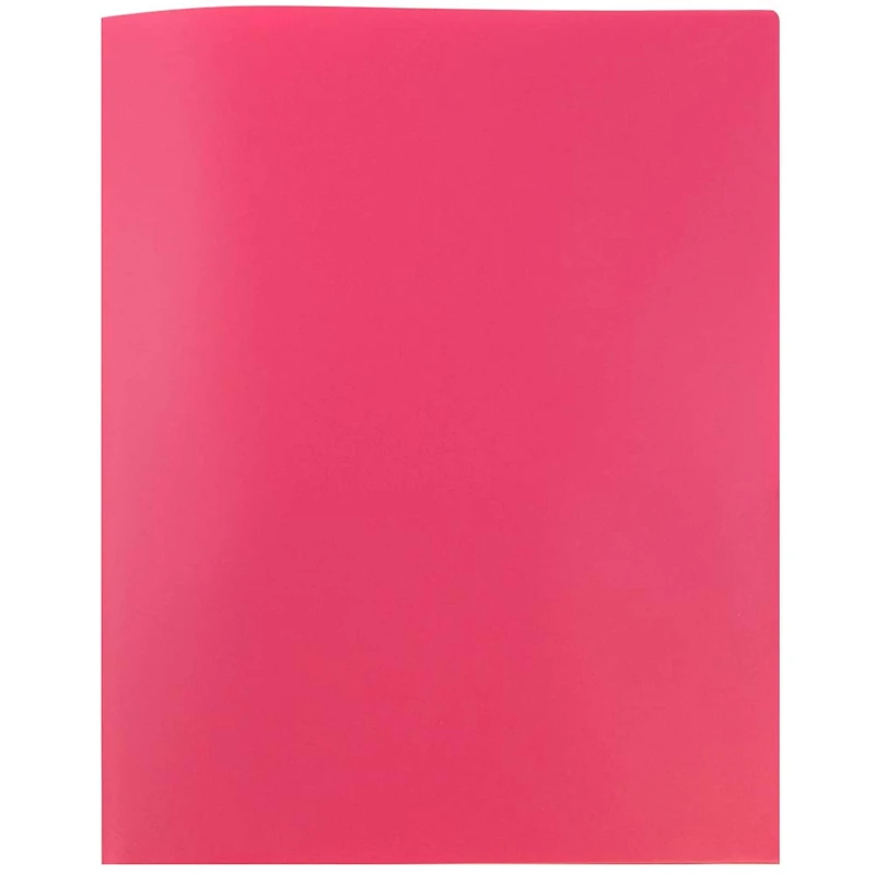 JAM Paper 9.5" x 11" Fuchsia Pink Plastic 2 Pocket POP Folders, 6ct.