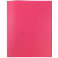 JAM Paper 9.5" x 11" Fuchsia Pink Plastic 2 Pocket POP Folders, 6ct.