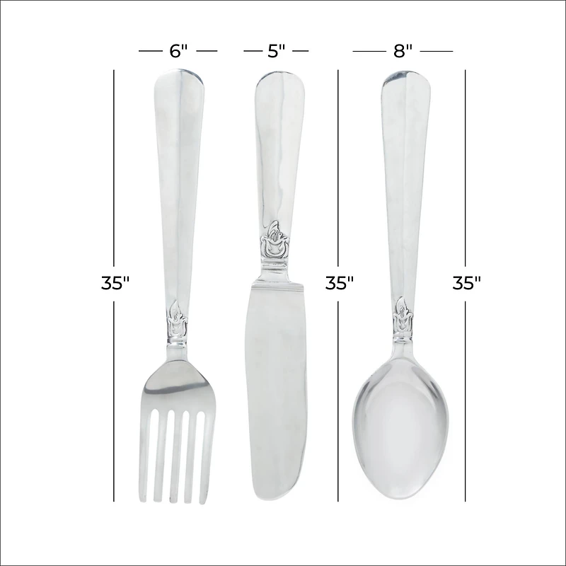 Silver Aluminum Flatware Wall Accent Set, 3ct.