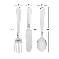 Silver Aluminum Flatware Wall Accent Set, 3ct.