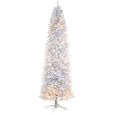 9ft. Pre-Lit Slim White Artificial Christmas Tree, Warm White LED Lights