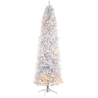 9ft. Pre-Lit Slim White Artificial Christmas Tree, Warm White LED Lights