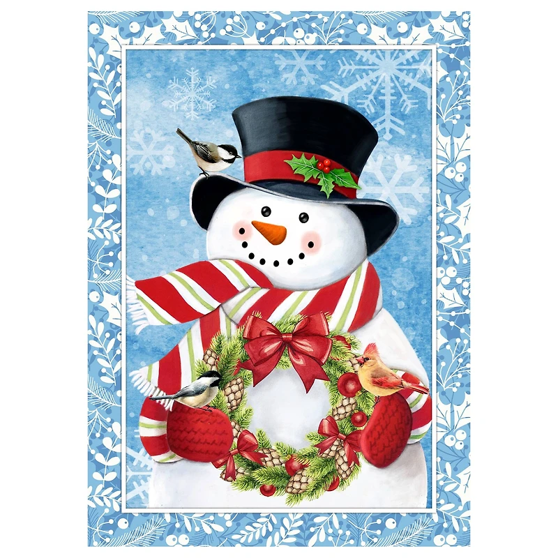 Snowman with Top Hat Outdoor Christmas House Flag - 40" x 28"