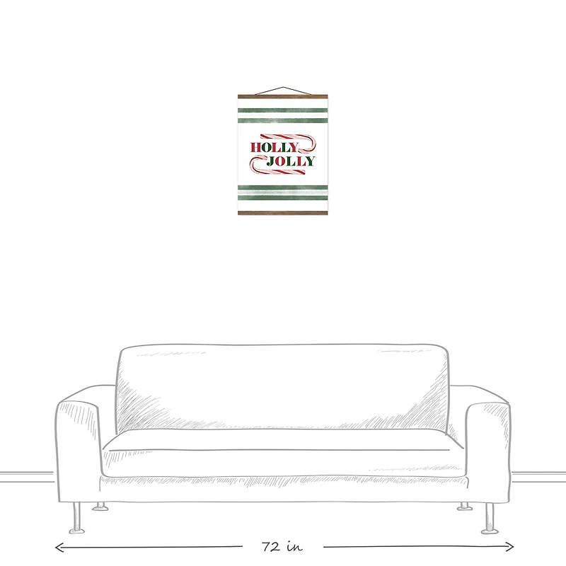 Holly Jolly Candy 16x20 Teak Hanging Canvas