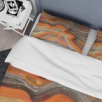Designart 'Abstract Gilded Orange Waves' Geometric Bedding Set