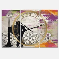 Designart Waiting In Paris Oversized Traditional 3 panel Wall Clock
