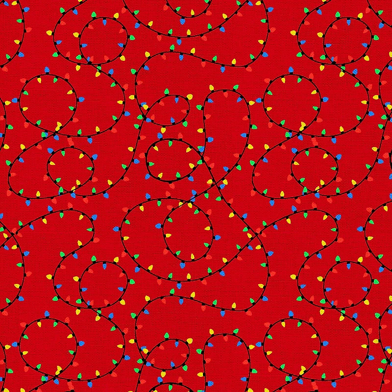 Fabric Editions Red Holiday Lights Cotton Fabric