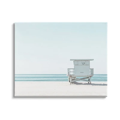 Stupell Industries Sun Bleached Blue Coast Lifeguard Shelter Summer Photography Canvas Wall Art