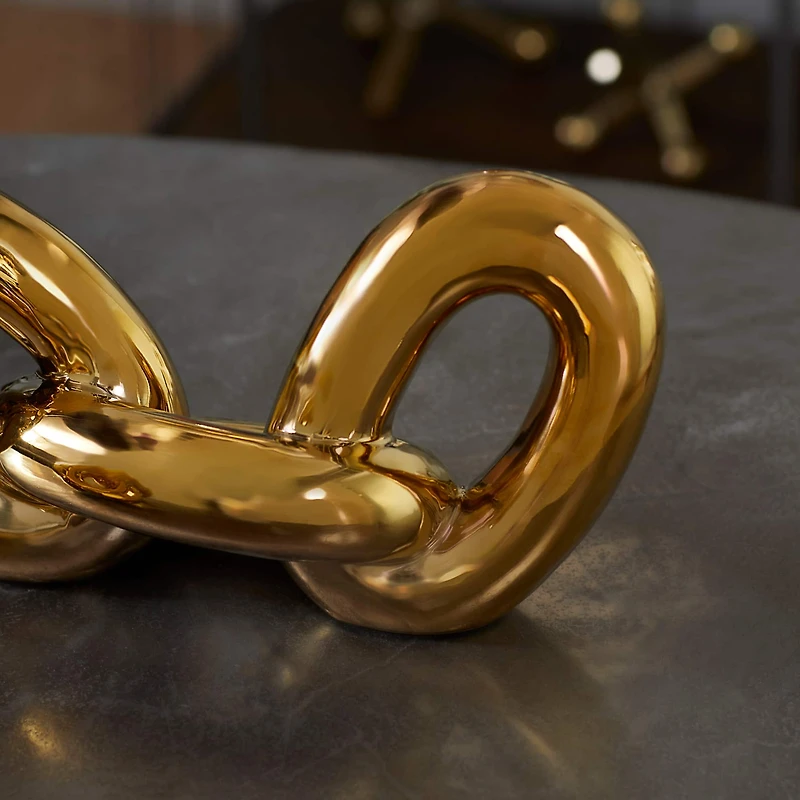 CosmoLiving by Cosmopolitan Gold Porcelain Glam Chain Sculpture Set