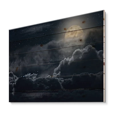 Designart - Cloudy Full Moon Night