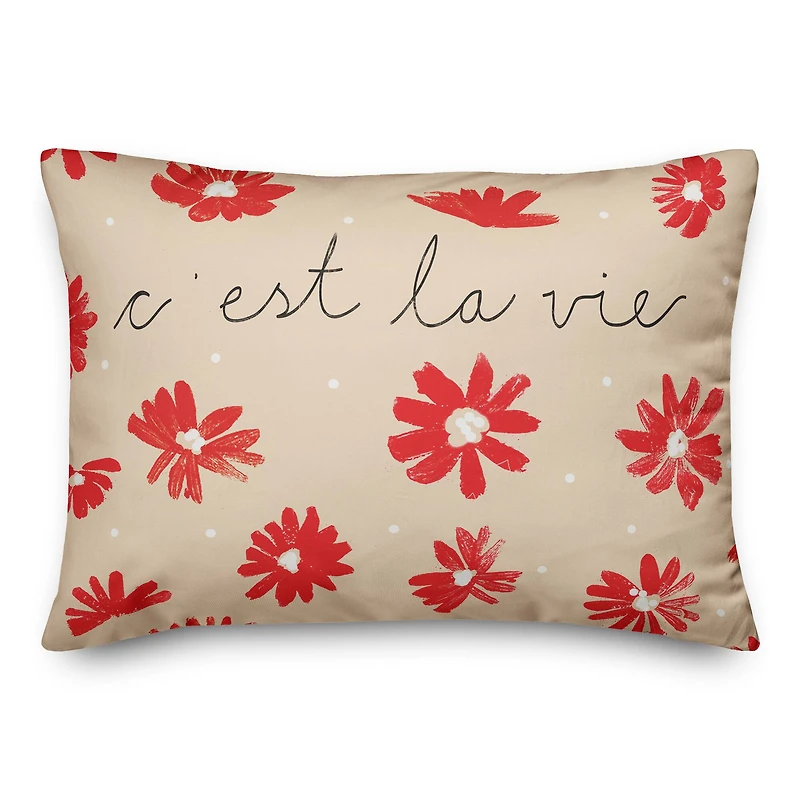 C'est la Vie Florals Rectangle Throw Pillow