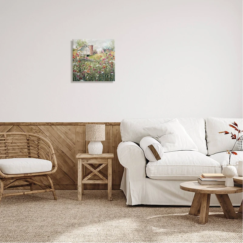 Stupell Industries Vibrant Flower Blossoms Rural Barn Canvas Wall Art