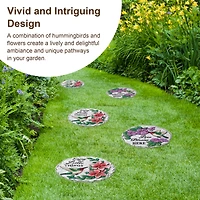 Glitzhome® 10" Cement Hummingbird & Flower Textured Stepping Stones Set
