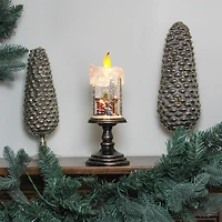 10.25" LED Flameless Glitter Snow Dome Santa Candle