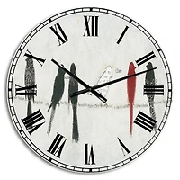 Designart 'Red Catching Up Bird Family Traditional Wall Clock
