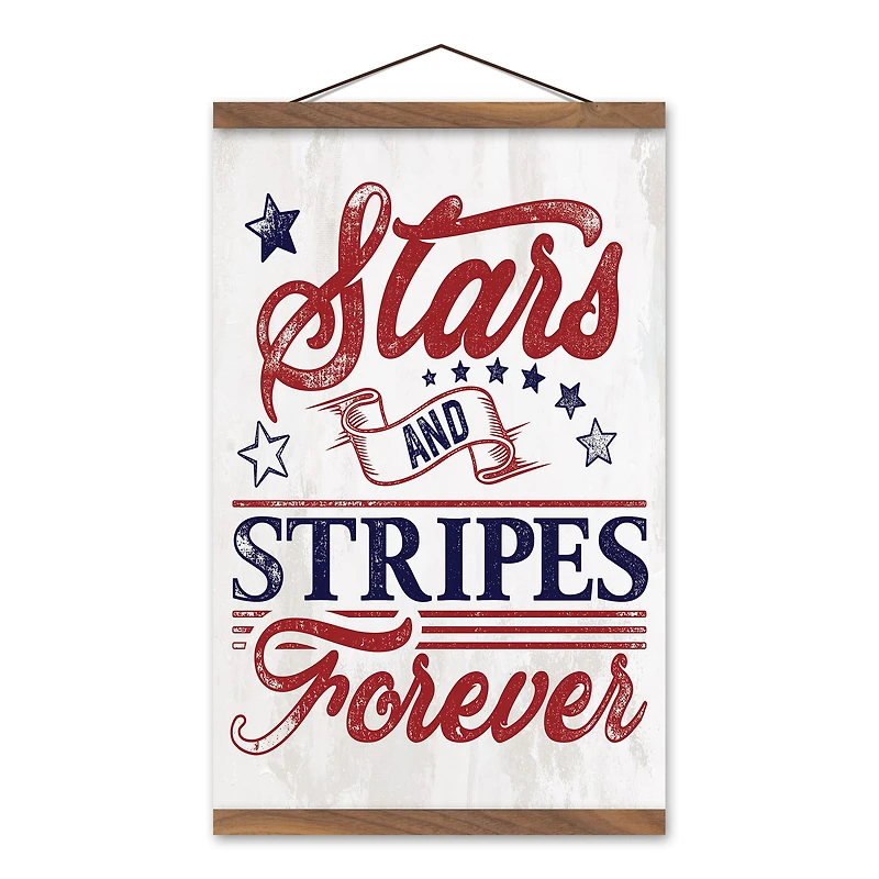 Stars and Stripes Forever Teak Hanging Canvas