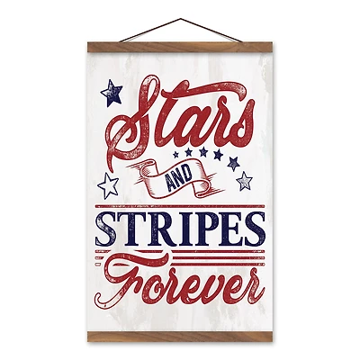 Stars and Stripes Forever Teak Hanging Canvas