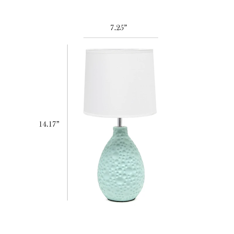 Simple Designs Textured Stucco Ceramic Oval Table Lamp
