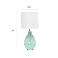 Simple Designs Textured Stucco Ceramic Oval Table Lamp