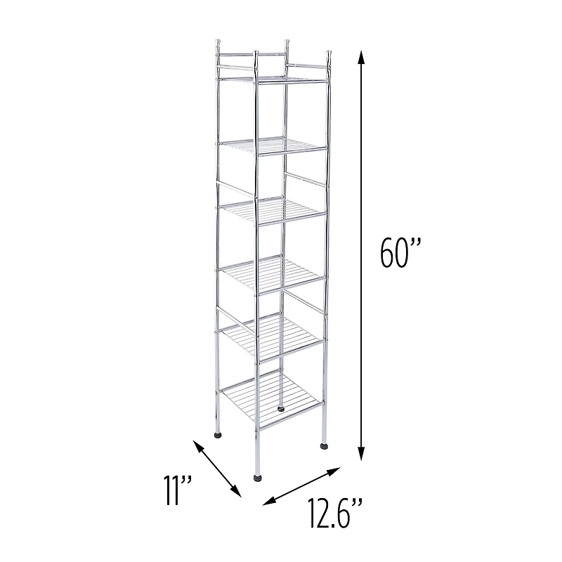 Honey Can Do Chrome 6-Shelf Slim Metal Shelving Unit