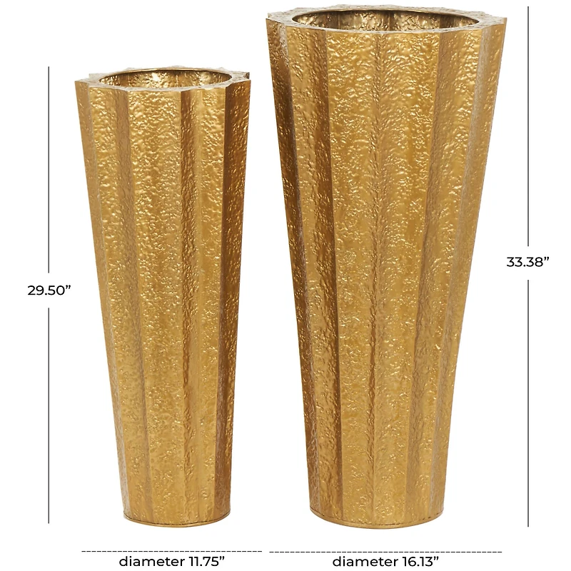 Gold Textured Floor Vase Set