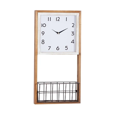 Brown Wood Farmhouse Wall Clock, 24" x 12" x 4"