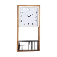 Brown Wood Farmhouse Wall Clock, 24" x 12" x 4"