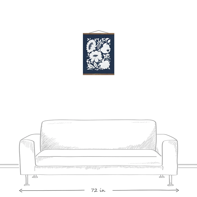 Ukrainian Floral Pattern 16" x 20" Teak Hanging Canvas