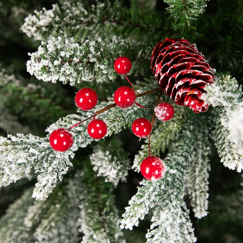 6.5ft. Unlit Real Touch™ Flocked Grove Fir Full Artificial Christmas Tree with Red Berries & Pinecones