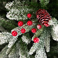 6.5ft. Unlit Real Touch™ Flocked Grove Fir Full Artificial Christmas Tree with Red Berries & Pinecones