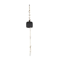 2ft. Black Ceramic Handmade Textured Bell Windchime with Cascading White Disks