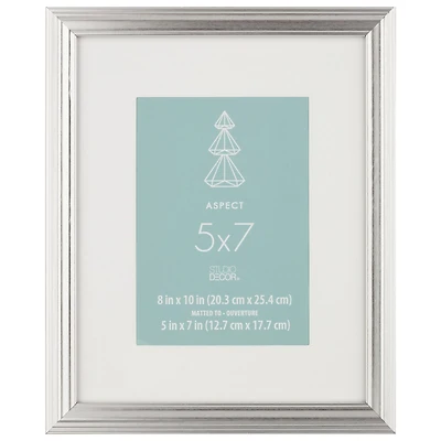 Aspect 5" x 7" Silver Narrow Frame with Mat by Studio Décor®