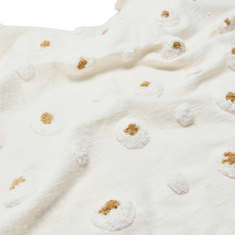 Hello Honey® White and Gold Cotton Tufted Throw with Tassels