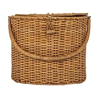 Hello Honey® Natural Oval Wicker Picnic Basket with Open Side Compartment