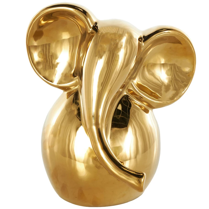 10" Ceramic Glossy Elephant Decorative Sculpture