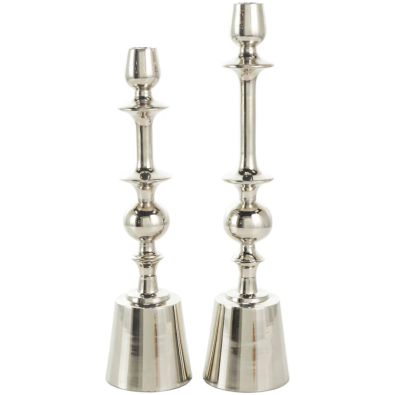 Silver Aluminum Candle Holder Set