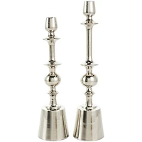 Silver Aluminum Candle Holder Set