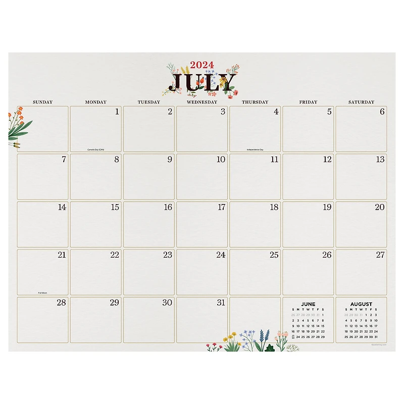 TF Publishing 2024-2025 Large Floral Desk Pad Calendar