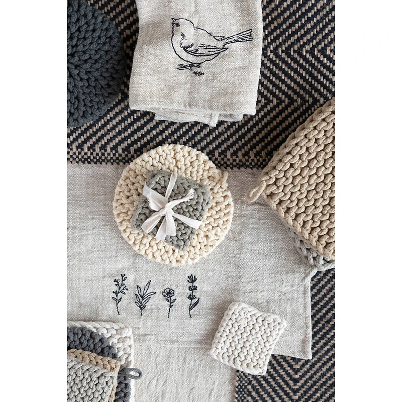 Hello Honey® Square Cotton Crocheted Coaster Set