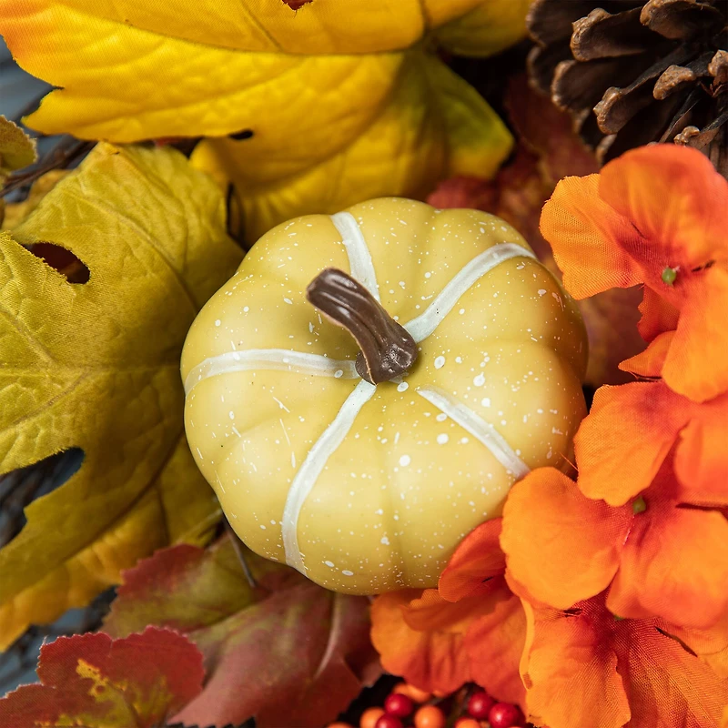 Glitzhome® 27" Fall Dahlia, Pumpkin, Leaf & Berry Swag
