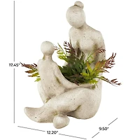 17.5" Cream Mother & Child Sitting Planter