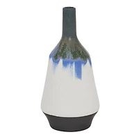 White Ceramic Contemporary Vase, 14" x 7" x 7"